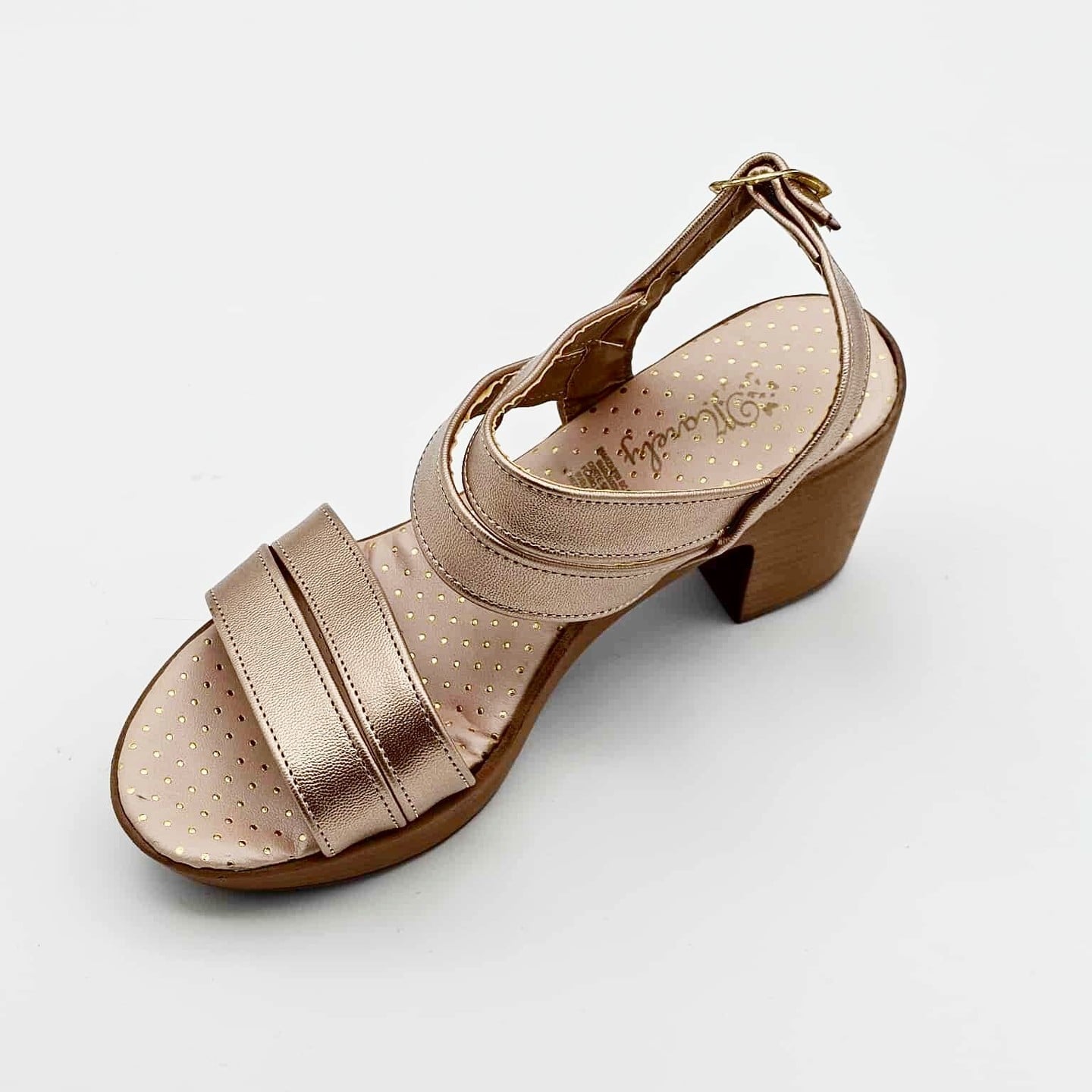 Sandalias con Tacon Bajo Color Oro Rosa | OR502