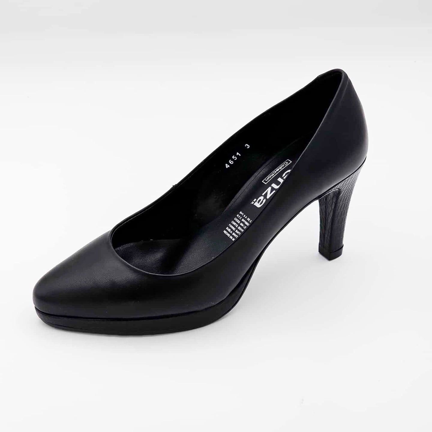 Zapatilla Negra de Piel con Plataforma | 4651