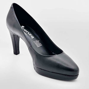 Zapatilla Negra de Piel con Plataforma | 4651