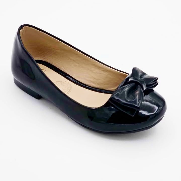 Ballerinas de charol negro con moño - 151405