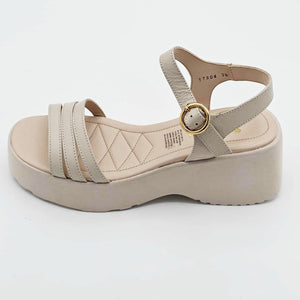 Sandalias Bajas de Plataforma Vicenza - Color Beige de Piel | V17804