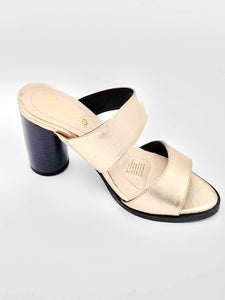 Zapatilla Dorada con Tacón Cuadrado | 7207