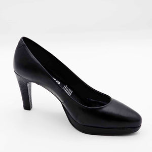 Zapatilla Negra de Piel con Plataforma | 4651