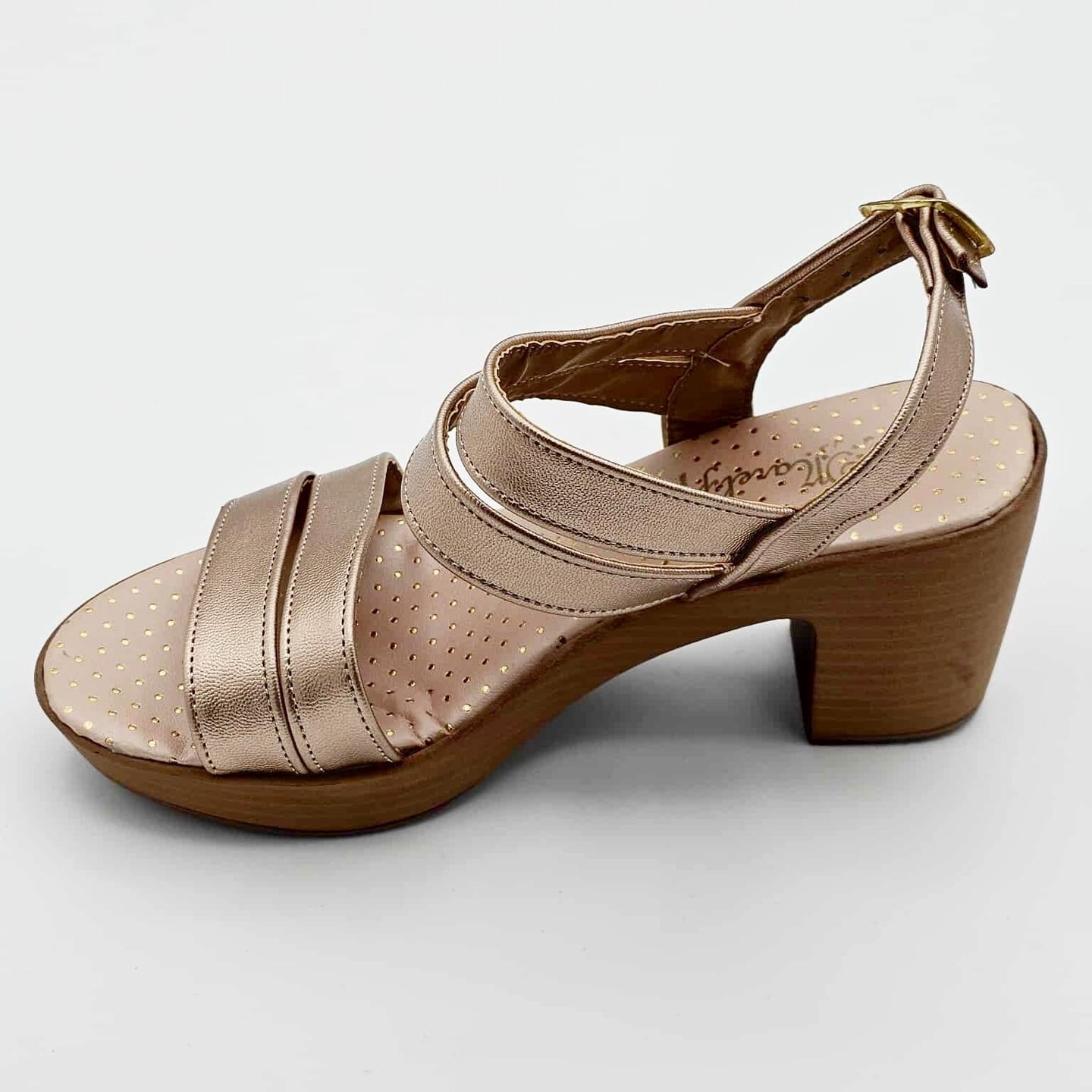 Sandalias con Tacon Bajo Color Oro Rosa | OR502