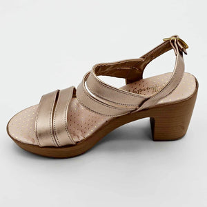 Sandalias con Tacon Bajo Color Oro Rosa | OR502