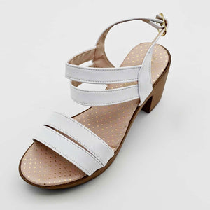 Sandalias Blancas con Tiras Dobles y Tacón de Bajo | M502906