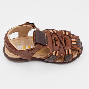 Sandalia Infantil de Piel Marrón con Velcro - 141819