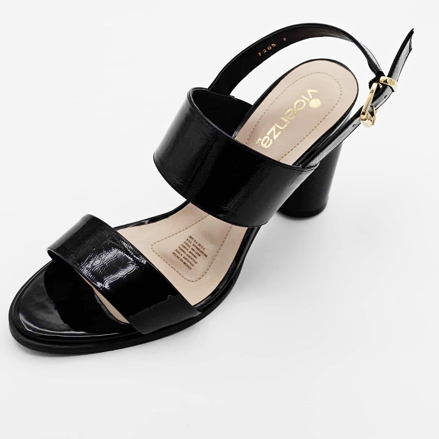 Zapatilla Negra Tacón Redondo | V7205