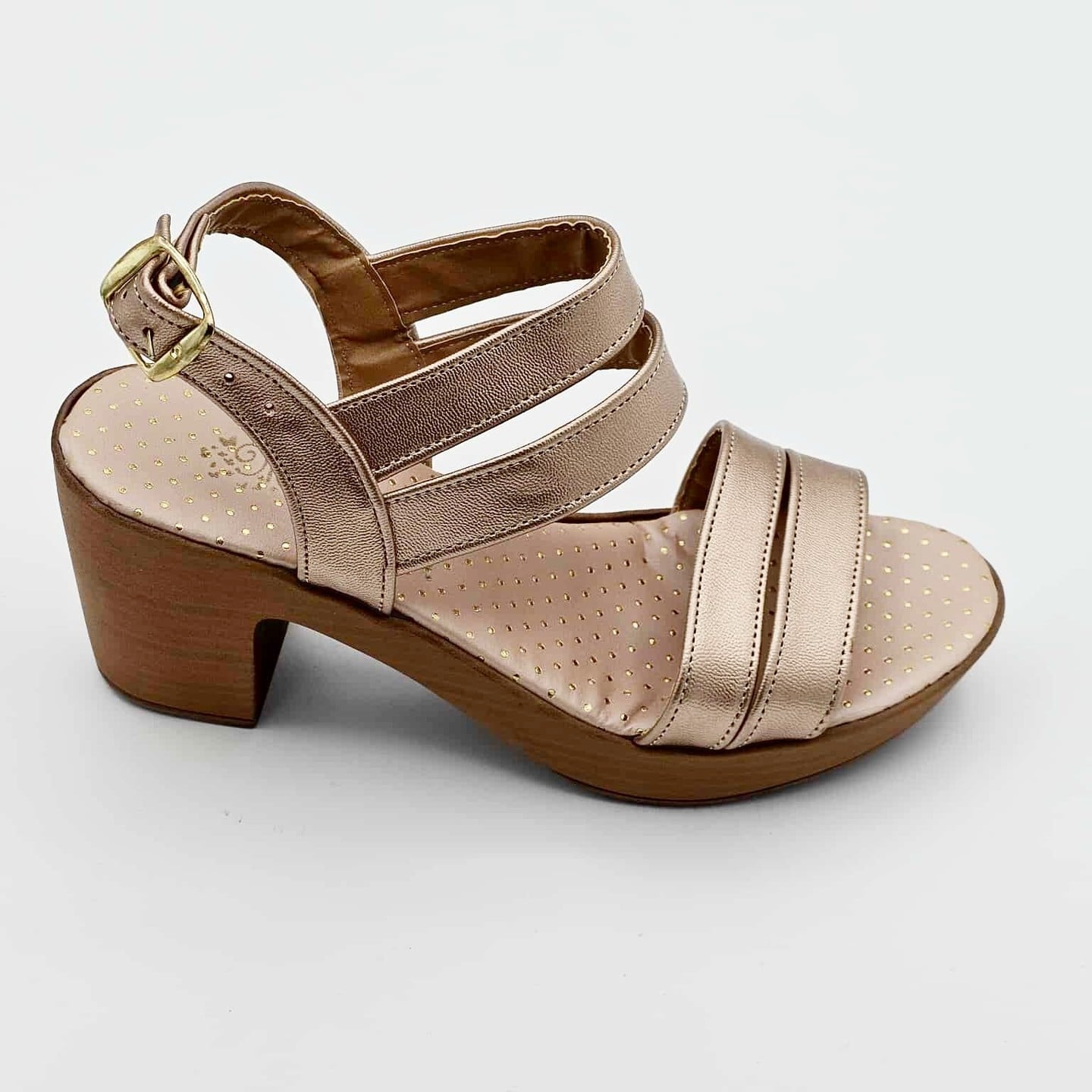 Sandalias con Tacon Bajo Color Oro Rosa | OR502