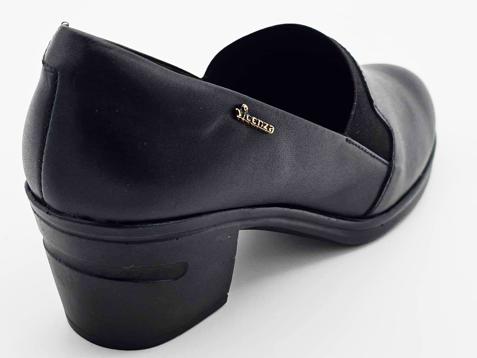 Mocasines Negros de Tacón Ancho | 4510