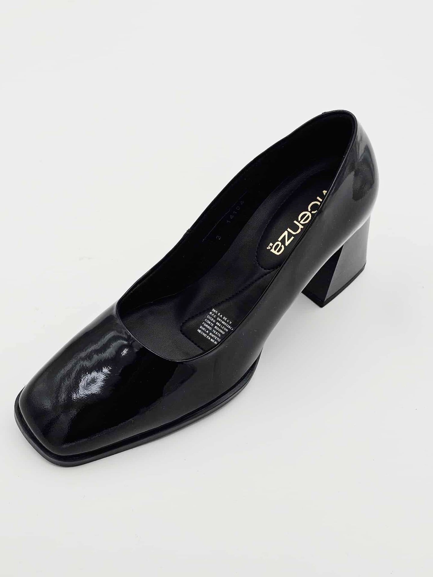 Zapatos Vicenza de Charol Negro con Punta Cuadrada | V14104