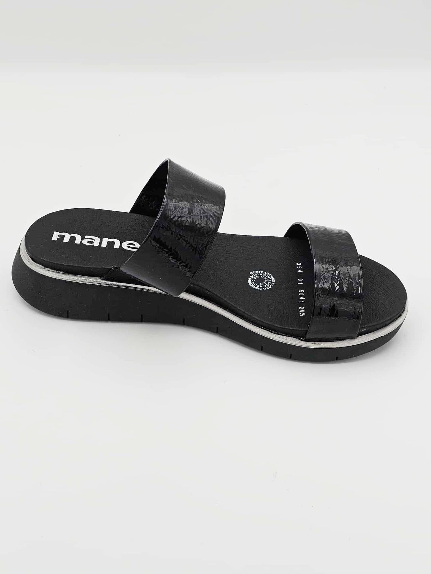 Sandalia Plana Negra con Doble Correa | MA354-01