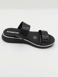 Sandalia Plana Negra con Doble Correa | MA354-01