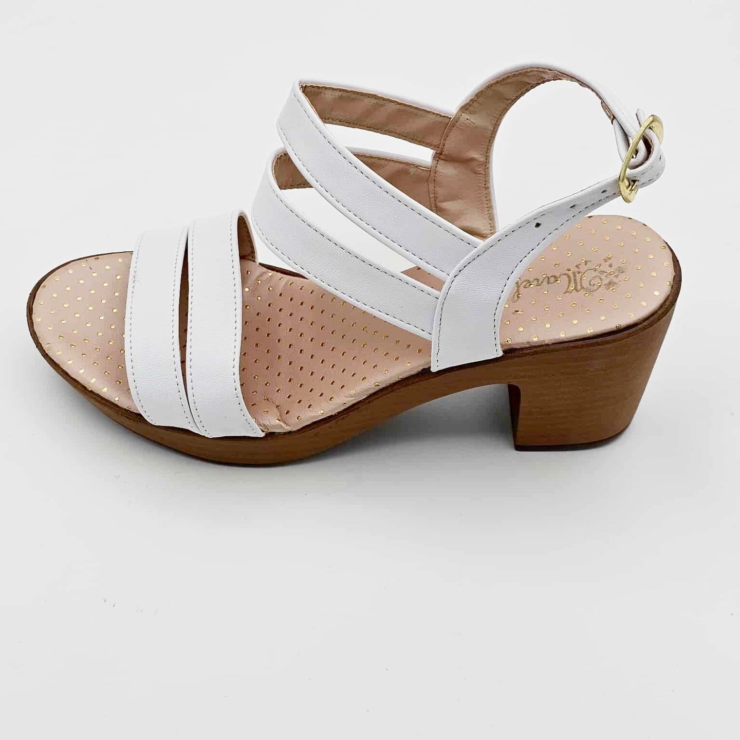 Sandalias Blancas con Tiras Dobles y Tacón de Bajo | M502906