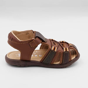 Sandalia Infantil de Piel Marrón con Velcro - 141819