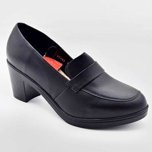 Mocasines Negros de Tacón Ancho | 4510