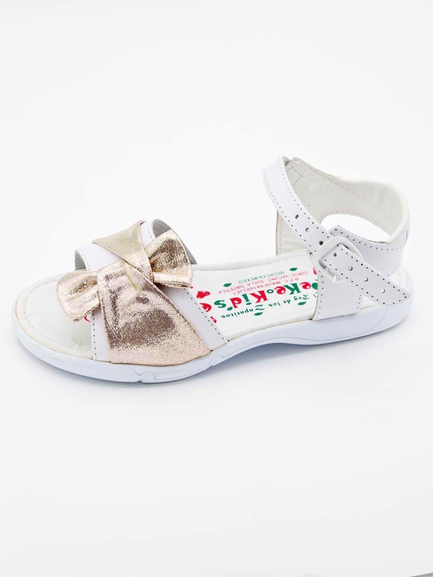 Sandalias Rosado Metálico con Moño para Niña PK081225 - Calzado hecho en Mexico