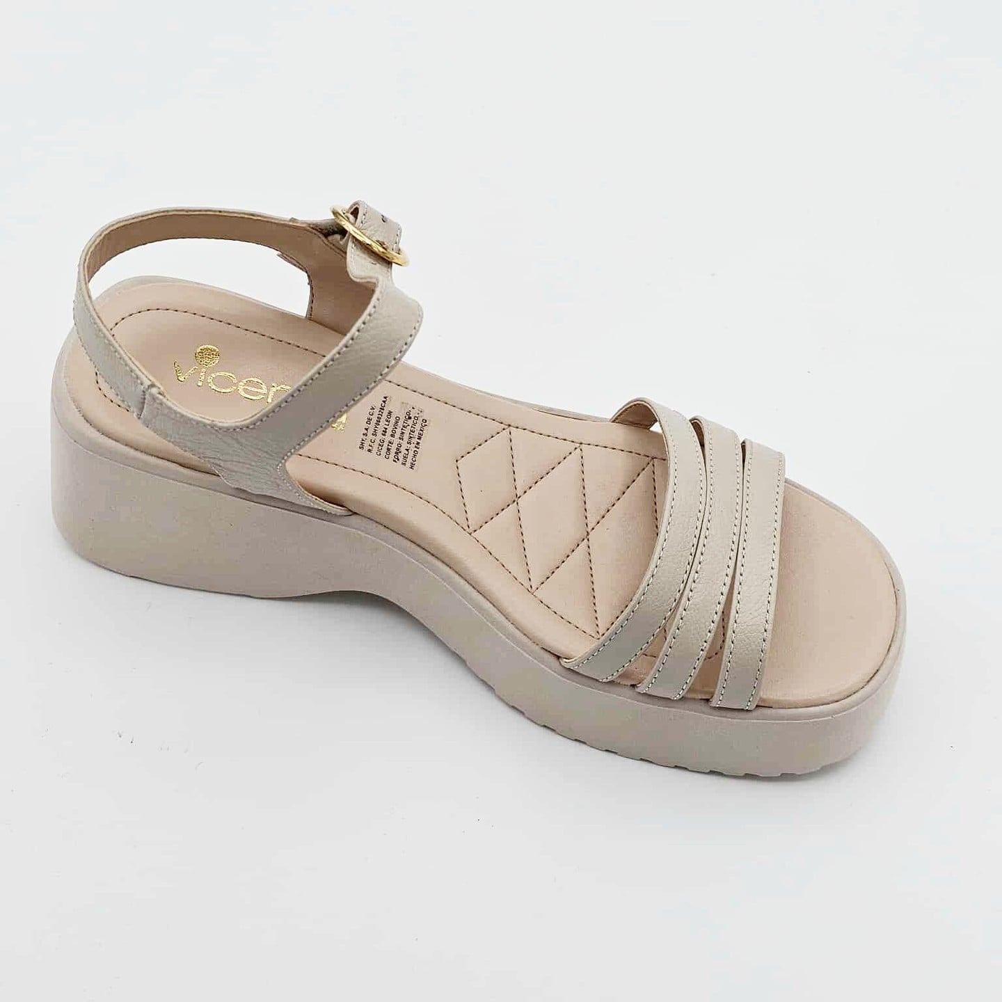 Sandalias Bajas de Plataforma Vicenza - Color Beige de Piel | V17804