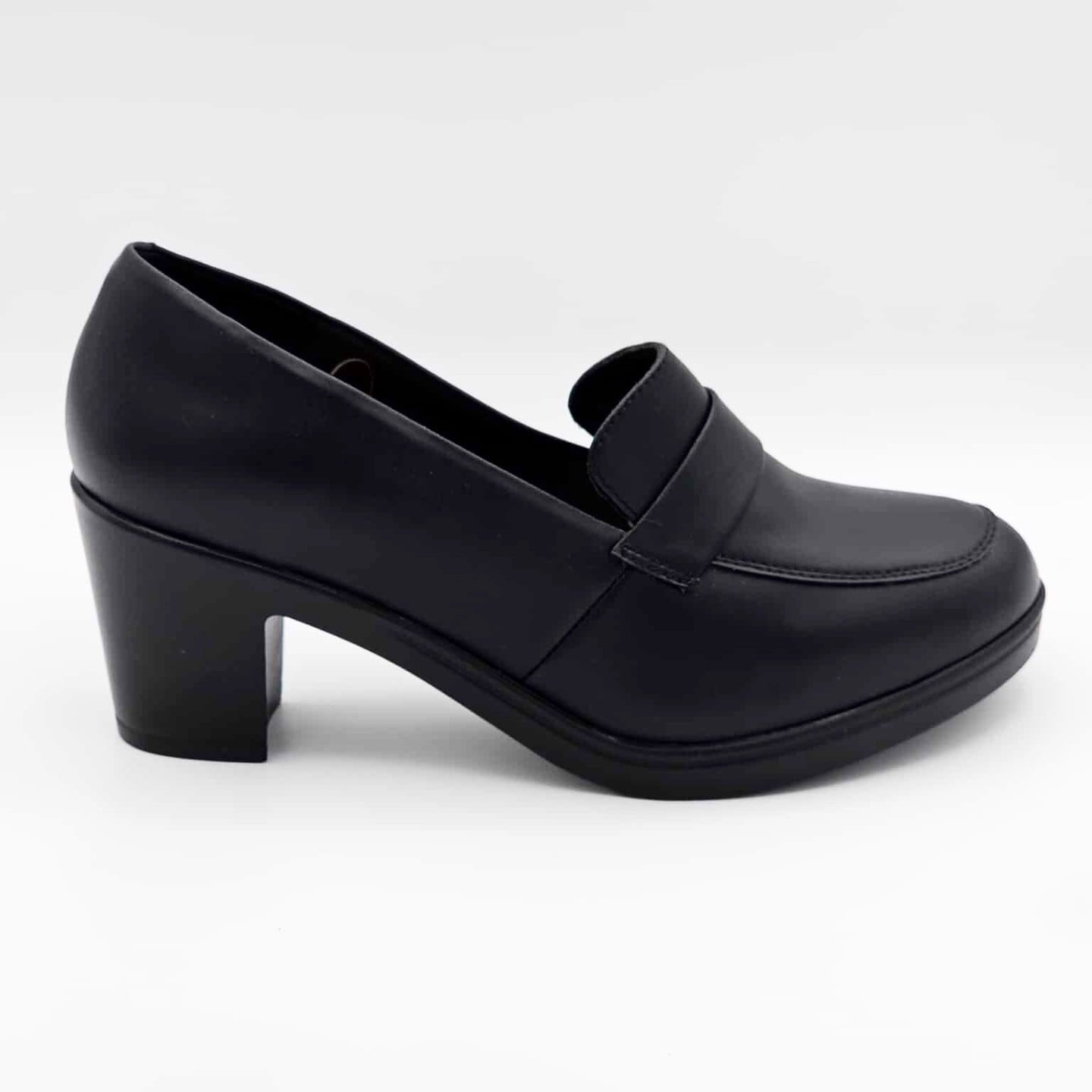 Mocasines Negros de Tacón Ancho | 4510