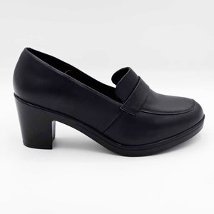 Mocasines Negros de Tacón Ancho | 4510
